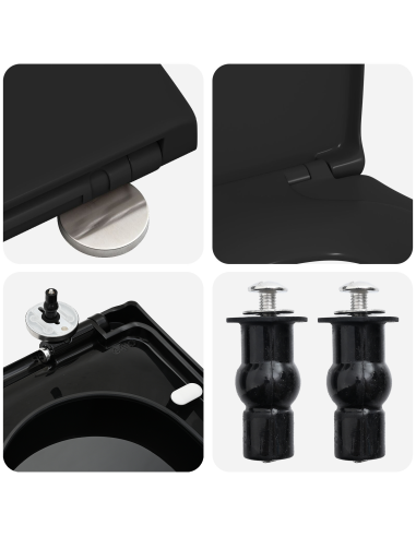Sedile del WC Regolabile Nero 48 x 36,5 x 4,5 cm Polipropilene