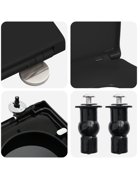 Sedile del WC Regolabile Nero 48 x 36,5 x 4,5 cm Polipropilene