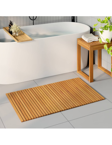 Tappeto da bagno Tinta unita Marrone 100 x 60 cm legno