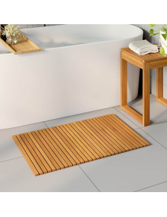 Tappeto da bagno Tinta unita Marrone 80 x 50 cm legno