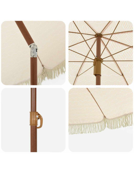 Ombrellone da Spiaggia Giallo e Bianco 160 x 160 x 196 cm