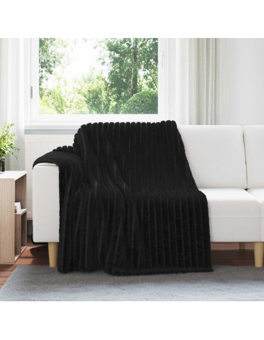 Coperte da Pile 6 pcs Nero 200 x 150 cm Panno