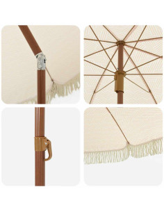 Ombrellone da Spiaggia Giallo e Bianco 205 x 205 x 210 cm