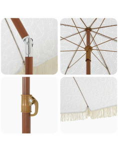 Ombrellone da Spiaggia Grigio e Bianco 160 x 160 x 196 cm