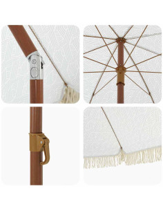 Ombrellone da Spiaggia Grigio e Bianco 205 x 205 x 210 cm