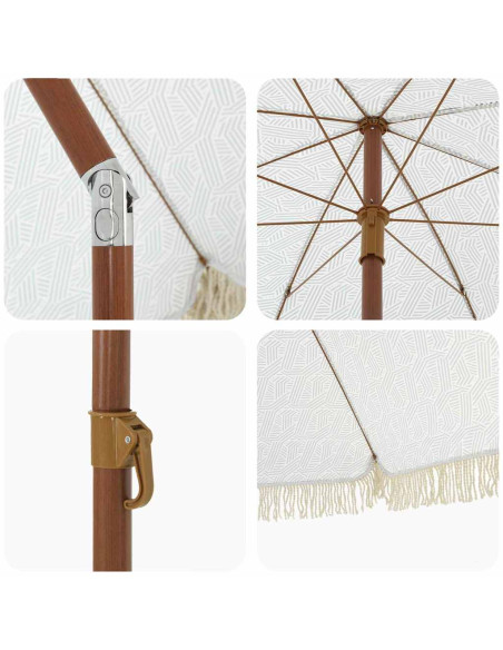 Ombrellone da Spiaggia Grigio e Bianco 205 x 205 x 210 cm