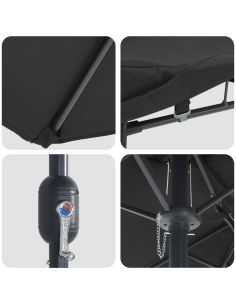 Ombrello da giardino Nero 385 x 209 x 244 cm Poliestere