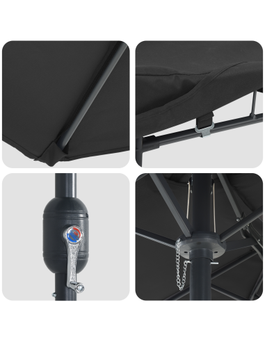 Ombrello da giardino Nero 385 x 209 x 244 cm Poliestere