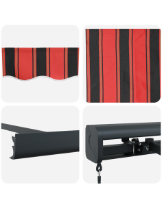 Tenda Retrattile Rosso e Nero 500 × 300 cm Tessuto e Metallo