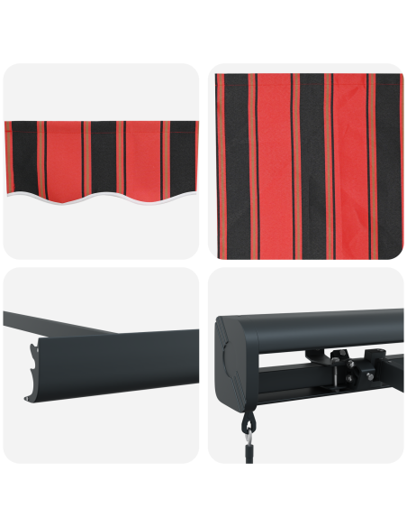 Tenda Retrattile Rosso e Nero 300 x 250 cm Tessuto e Metallo