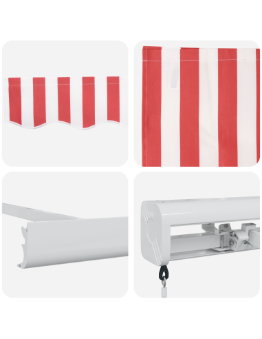 Tenda Retrattile Rosso e Bianco 300 x 250 cm Tessuto e Metallo