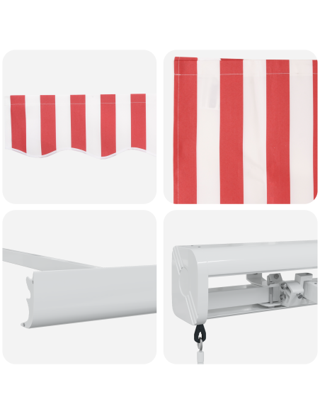 Tenda Retrattile Rosso e Bianco 300 x 250 cm Tessuto e Metallo