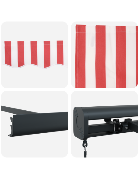 Tenda Retrattile Rosso e Bianco 300 x 250 cm Tessuto e Metallo