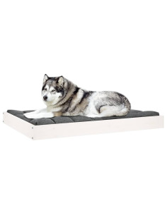 Cuccia per Cani Bianca 101,5x74x9 cm in Legno Massello di Pino