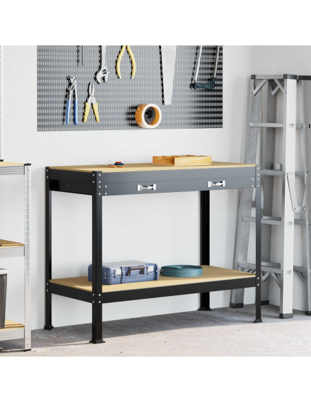 Banchi da lavoro Nero 114 x 54 x 91 cm Legno multistrato