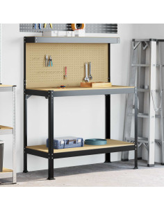Banchi da lavoro Nero 114 x 54 x 145 cm Legno multistrato