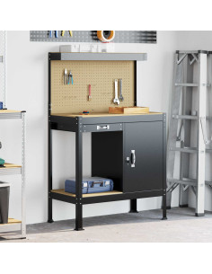 Banchi da lavoro Nero 90 x 49 x 141 cm Legno multistrato