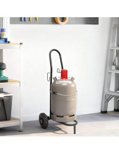 Carrello Manuale Nero e Rosso 49 x 49 x 101 cm Acciaio