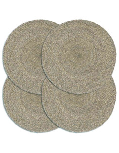 Tovagliette 4 pz Grigio Neutro 38 cm Rotonde in Juta