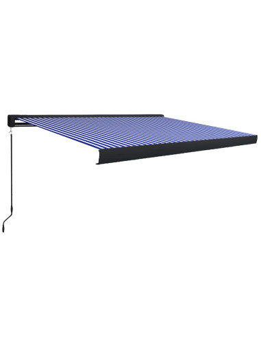 Tenda a Cassonetto Manuale 400x300 cm Blu e Bianca