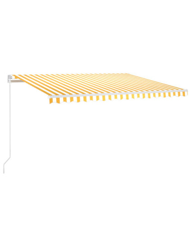 Tenda da Sole Retrattile Manuale LED 450x350 cm Giallo Bianco