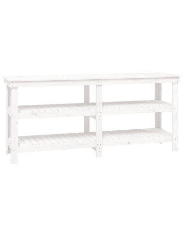 Banco da Lavoro Bianco 181x50x80 cm in Legno Massello di Pino