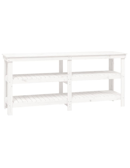 Banco da Lavoro Bianco 181x50x80 cm in Legno Massello di Pino