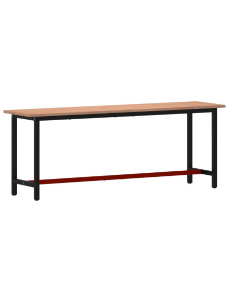 Banco da Lavoro 220x55x81,5 cm Legno Massello Faggio e Metallo