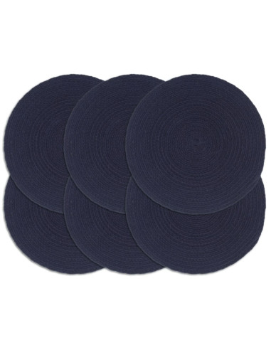 Tovagliette 6 pz Blu Marino Neutro 38 cm Rotonde in Cotone