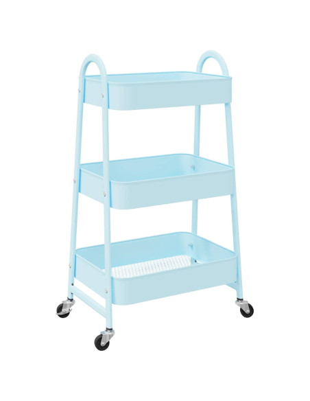 Carrello Portaoggetti a 3 Ripiani Blu 42x41,5x77 cm in Acciaio
