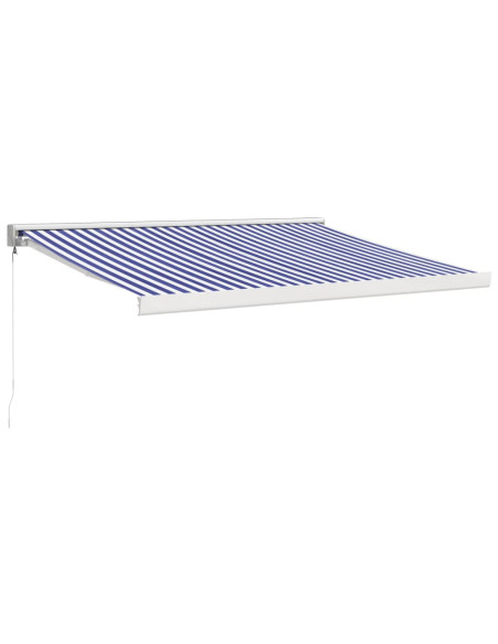 Tenda Sole Retrattile Blu e Bianca 3,5x2,5m Tessuto e Alluminio