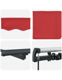 Tenda Retrattile Rosso 450 × 350 cm Poliestere e Acciaio