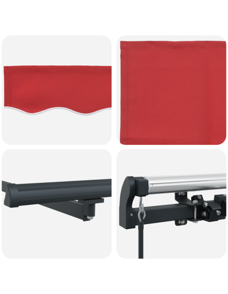 Tenda Retrattile Rosso 450 × 350 cm Poliestere e Acciaio