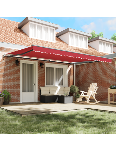 Tenda Retrattile Rosso 450 × 350 cm Tessuto e Alluminio