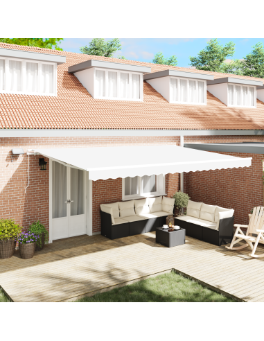 Tenda Retrattile Bianco 500 × 350 cm Tessuto e acciaio