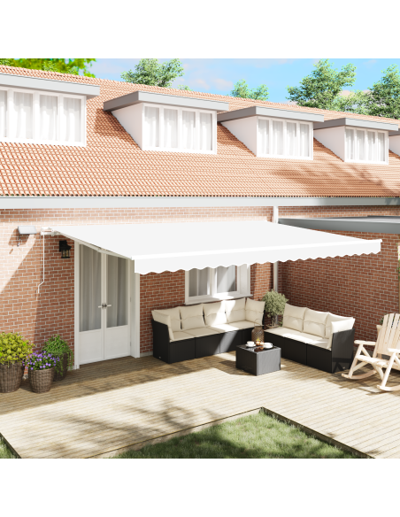 Tenda Retrattile Bianco 500 × 350 cm Tessuto e acciaio