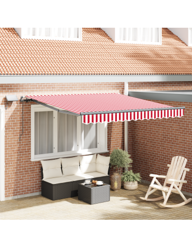 Tenda Retrattile Rosso e bianco 300 x 250 cm Tessuto