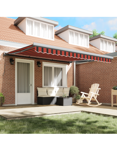 Tenda Retrattile Rosso e Nero 350 x 250 cm Tessuto