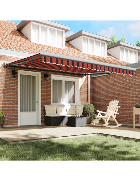 Tenda Retrattile Rosso e Nero 350 x 250 cm Tessuto