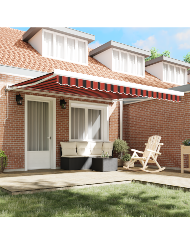 Tenda Retrattile Rosso e Nero 400 × 300 cm Tessuto e Metallo