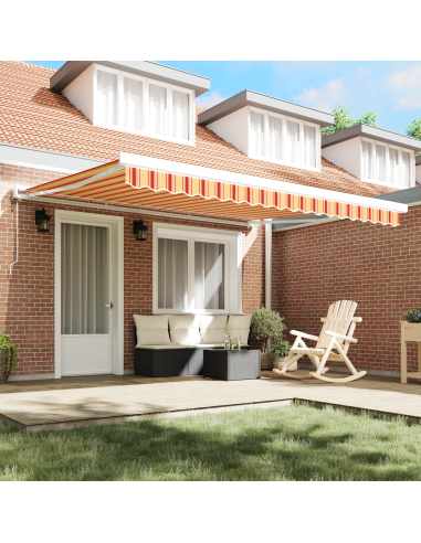 Tenda Retrattile Giallo e Rosso 400 × 300 cm Tessuto e Metallo