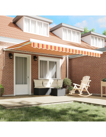 Tenda Retrattile Giallo e Rosso 400 × 300 cm Tessuto e Metallo