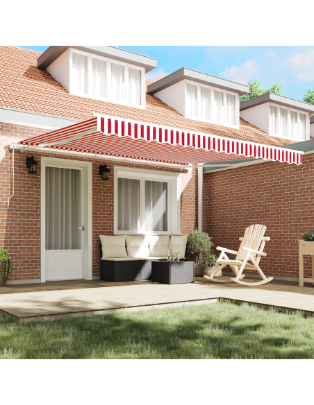 Tenda Retrattile Rosso e Bianco 400 × 300 cm Tessuto