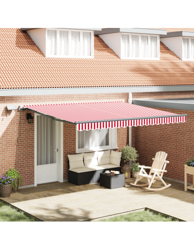 Tenda Retrattile Rosso e bianco 400 ×300 cm Tessuto