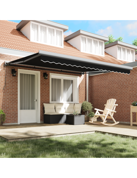 Tenda da Sole Nero 400 x 300 x 165 cm Poliestere e Alluminio