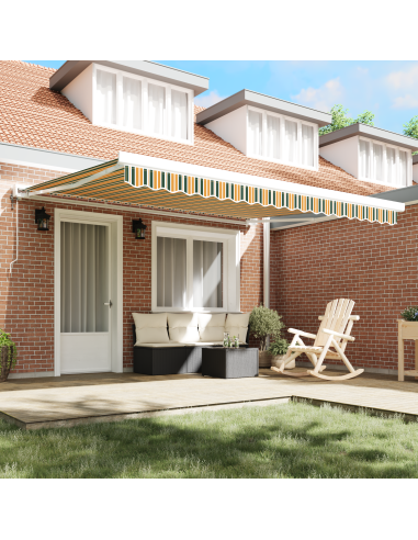 Tenda Retrattile Verde e Giallo 400 × 300 cm Tessuto e Metallo