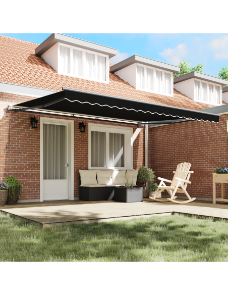 Tenda Retrattile Nero 450 × 300 cm Tessuto e Alluminio