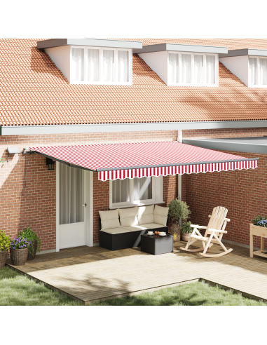 Tenda Retrattile Rosso e bianco 450 ×350 cm Tessuto