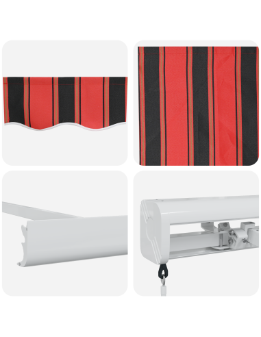 Tenda Retrattile Rosso e Nero 500 × 300 cm Tessuto e Metallo