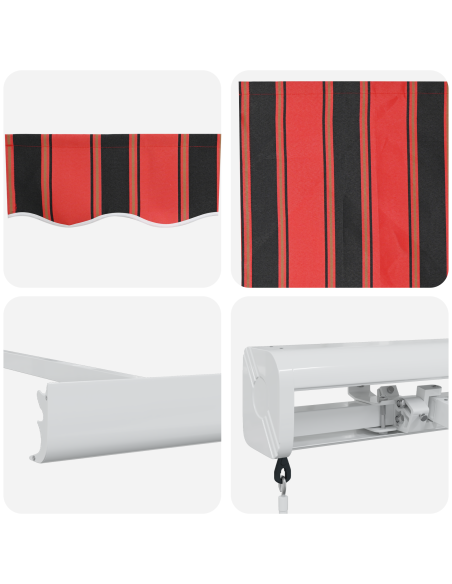 Tenda Retrattile Rosso e Nero 500 × 300 cm Tessuto e Metallo